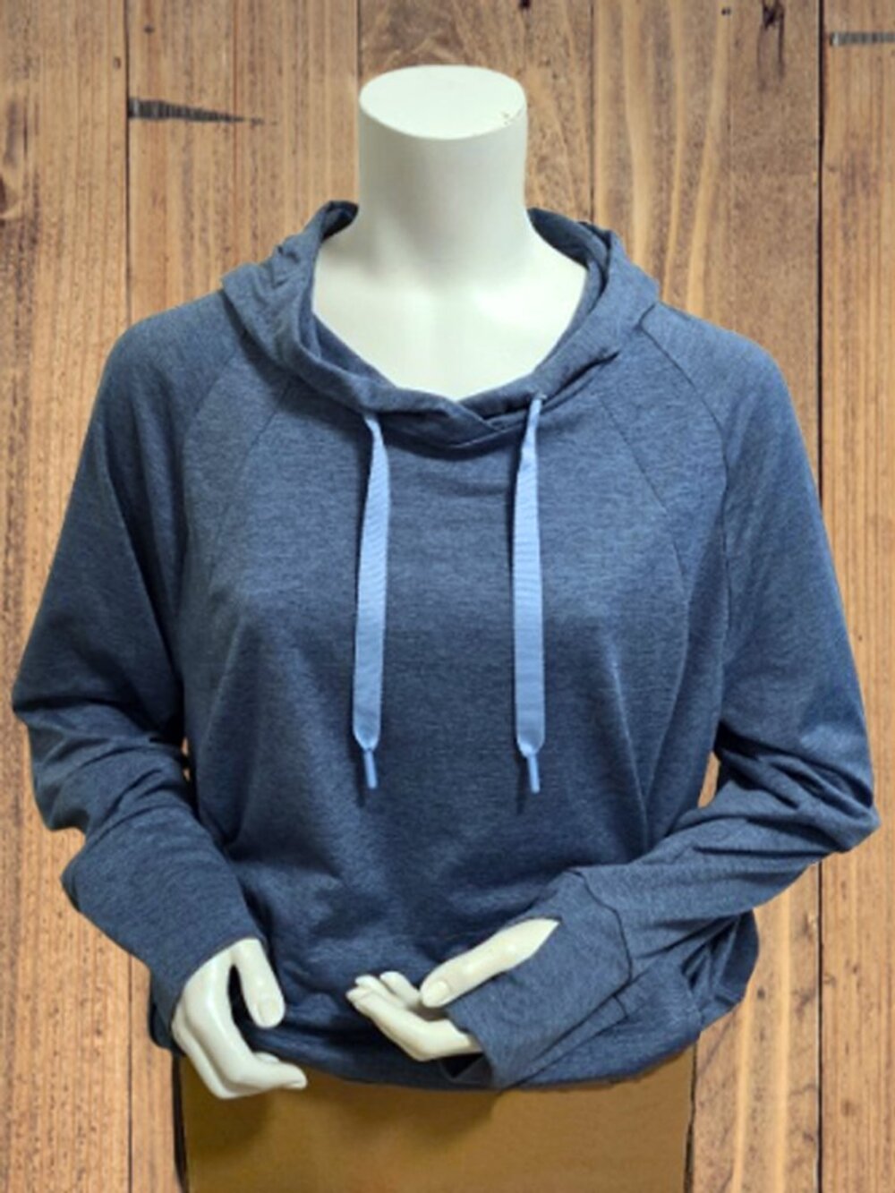 ASICS Hoodie Tunic Blue Heather Womens XL Long Sleeve Zip Pocket Athleisure NWOT